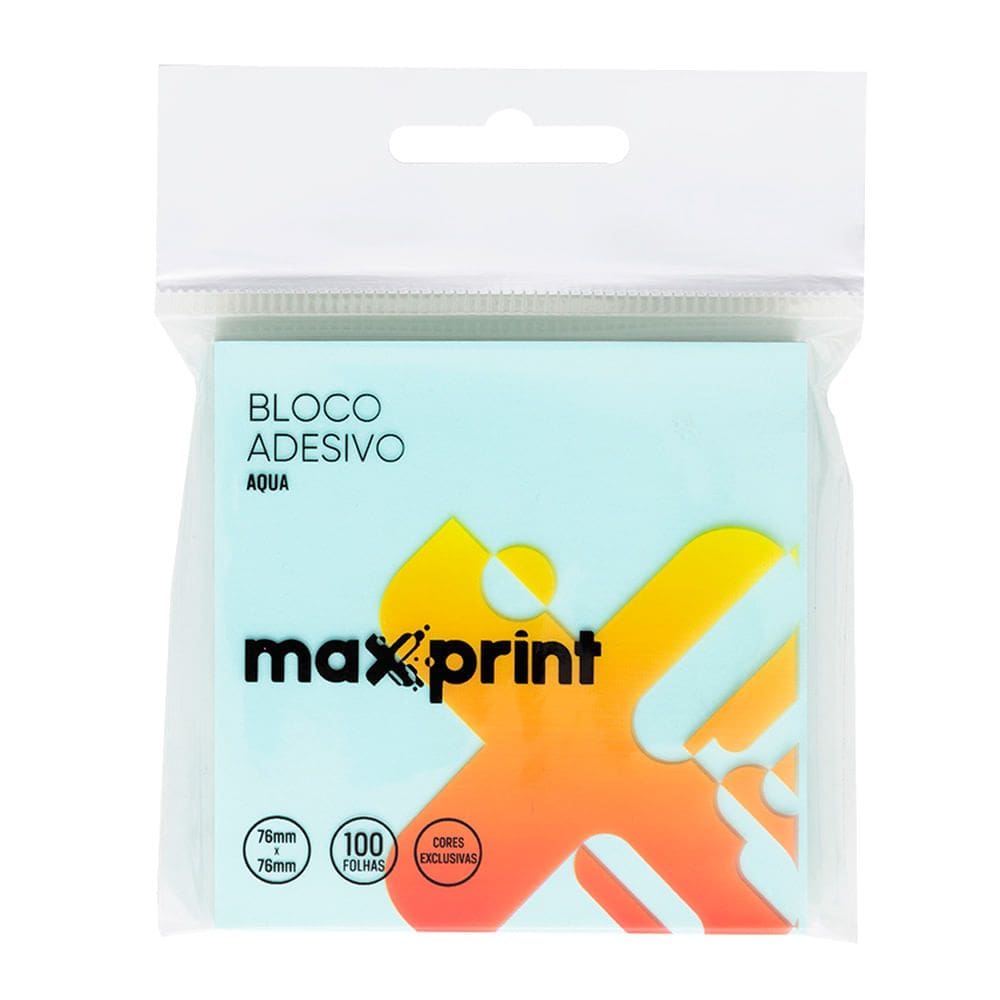 Bloco Adesivo Aqua 76X76MM 100 Folhas Maxprint