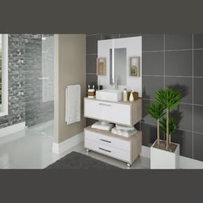Conjunto Gabinete para Banheiro 60cm com Cuba Arte Cass Class Marrom/Branco