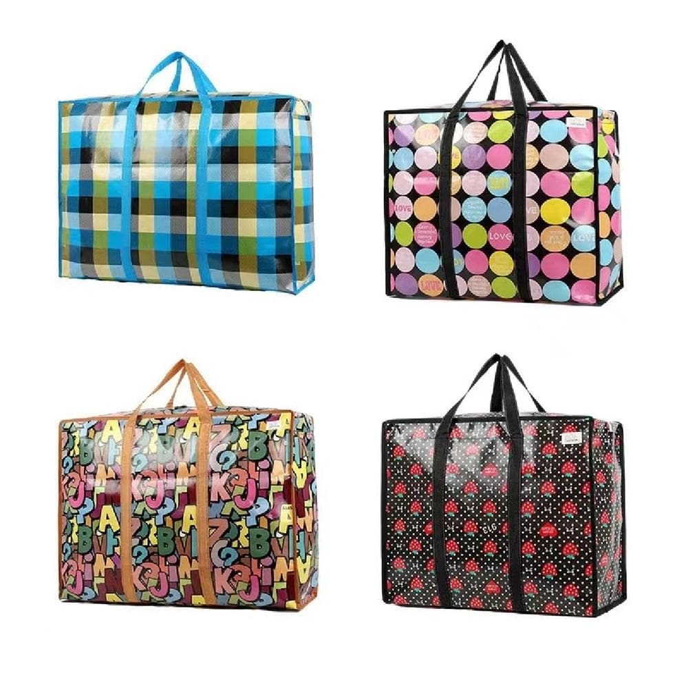 Bolsa Sacoleira Gigante 60X45cm Sacola Multiuso Compras Viagem Mudança Mala Grande Com Alca E Ziper