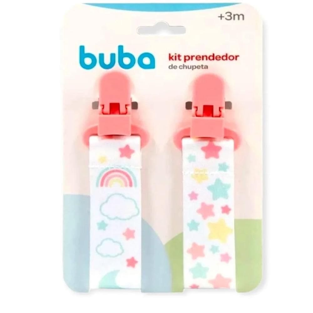 Prendedor De Chupeta 2Und Estrelas Rosa Buba