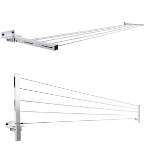 Varal Roupa Articulado Parede Aluminio Cabo De Aço Premier