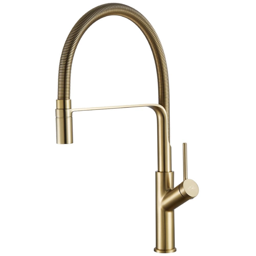 Torneira de Cozinha Gourmet Flexível Misturador Monocomando Premium Dubai Dourada Escovada