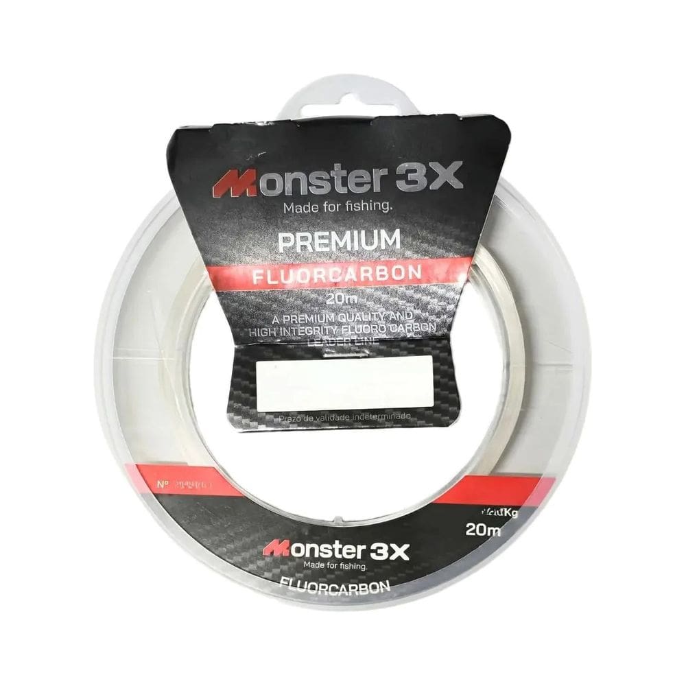 Linha Monster 3X Fluorcarbon M3X Transparente 20m 0.642mm Resistência 46,1lb