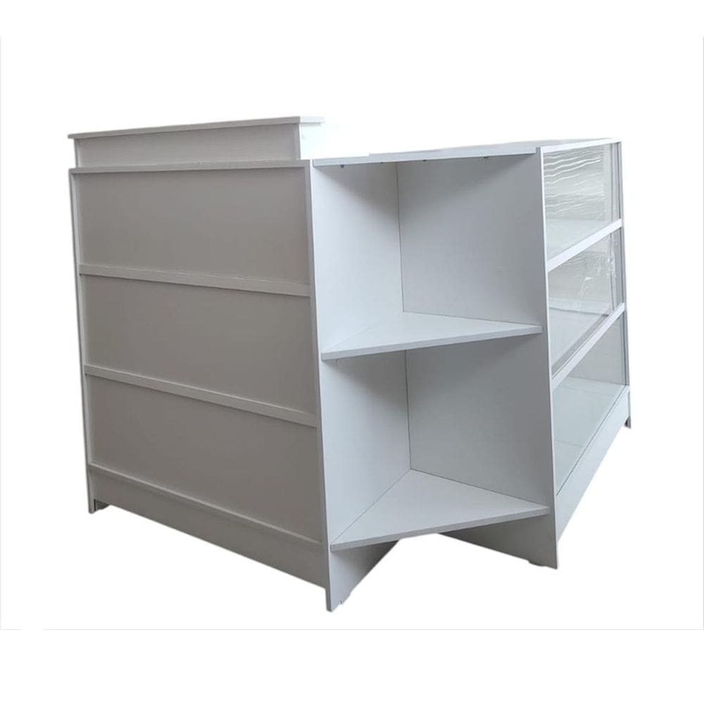 Balcão Caixa + vitrin Lojas E Comércios Em Geral 100% Mdf Branco - Suprema Móveis