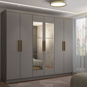 Guarda-Roupa Casal Odisseia 6 Portas 2 Gavetas com Espelho Onix - Panorama Móveis