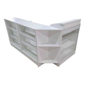 Balcão Caixa vitrin + 2 Expositores Lojas E Comércios 100% Mdf Branco - Suprema Móveis