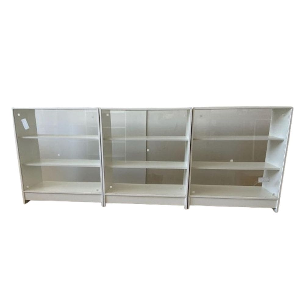 Balcões Mdf + Vidro Expositor Lojas E Comércios Branco Com 3 - Suprema Móveis