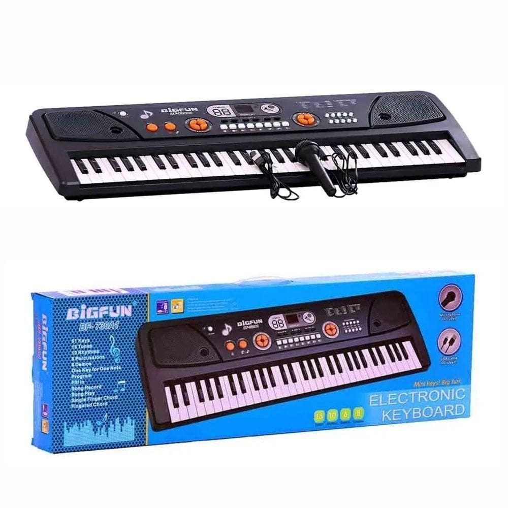 Teclado Musical Para Iniciantes 61 Teclas Com Microfone Preto