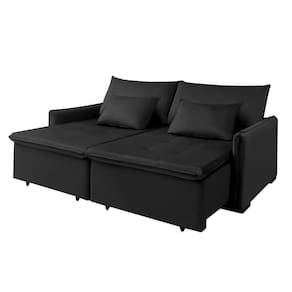 Sofá 2 Lugares New Roma Mts Veludo Preto Com Molas Bonnel