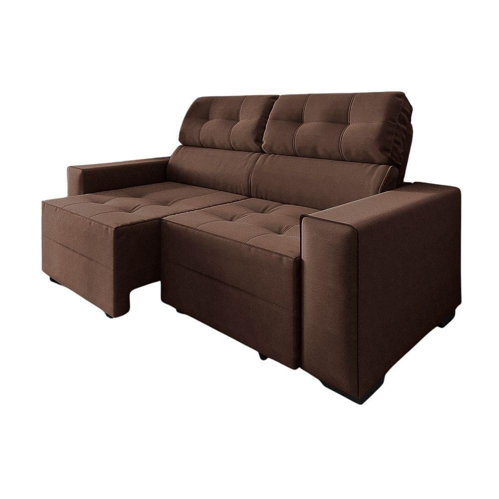 Sofá Retrátil E Reclinável New York 2 Mts Suede Marrom