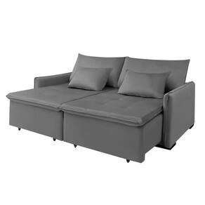 Sofá 2 Lugares New Roma Mts Veludo Cinza Com Molas Bonnel