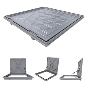 Tampa Piscina Casa Máquina 70x70 Articulada Rebaixada Cinza