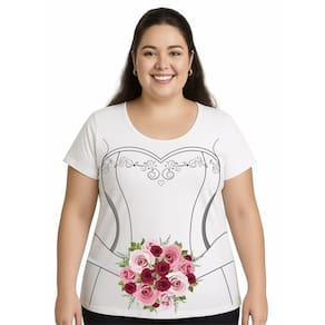 Camiseta Feminina Chá Bar Noiva Buquê Tamanho Especial Plus Size