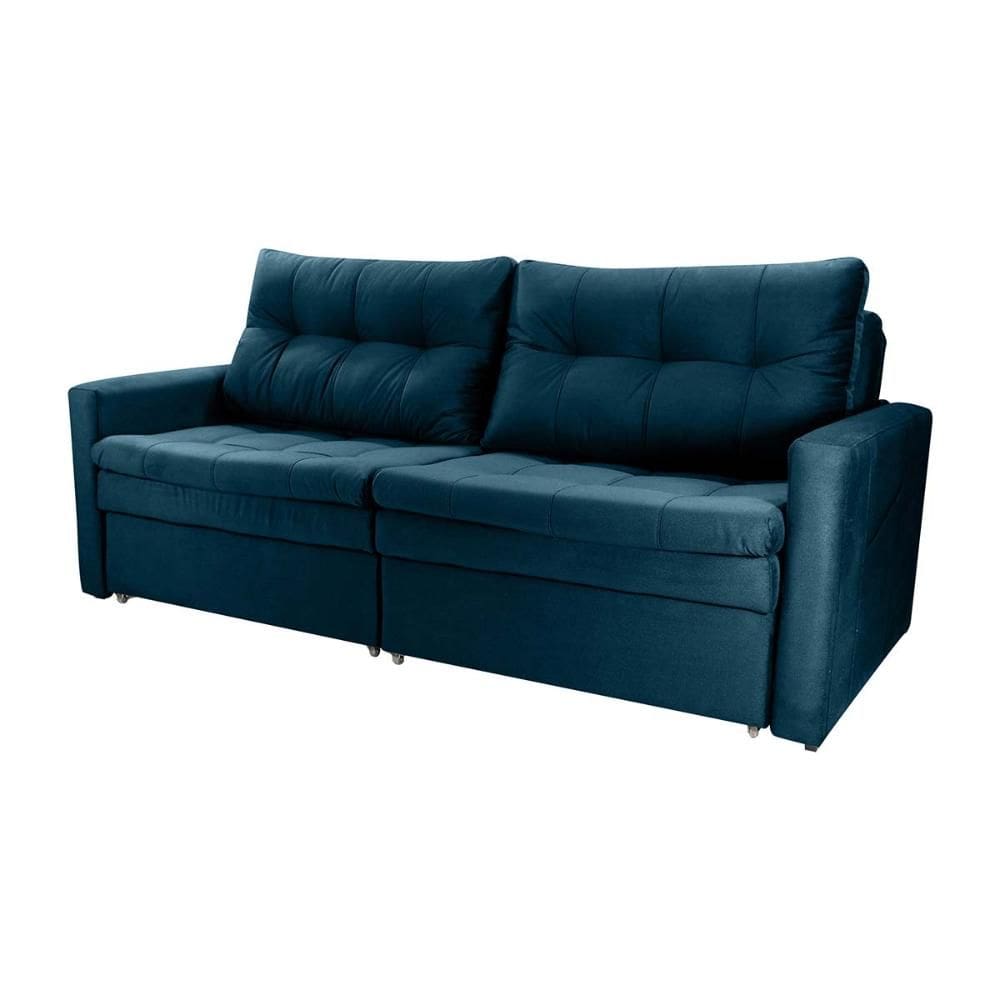 Sofá Cama Reclinável 2 Lugares 220Cm Nayla Veludo Turkey Capuccino Matrix