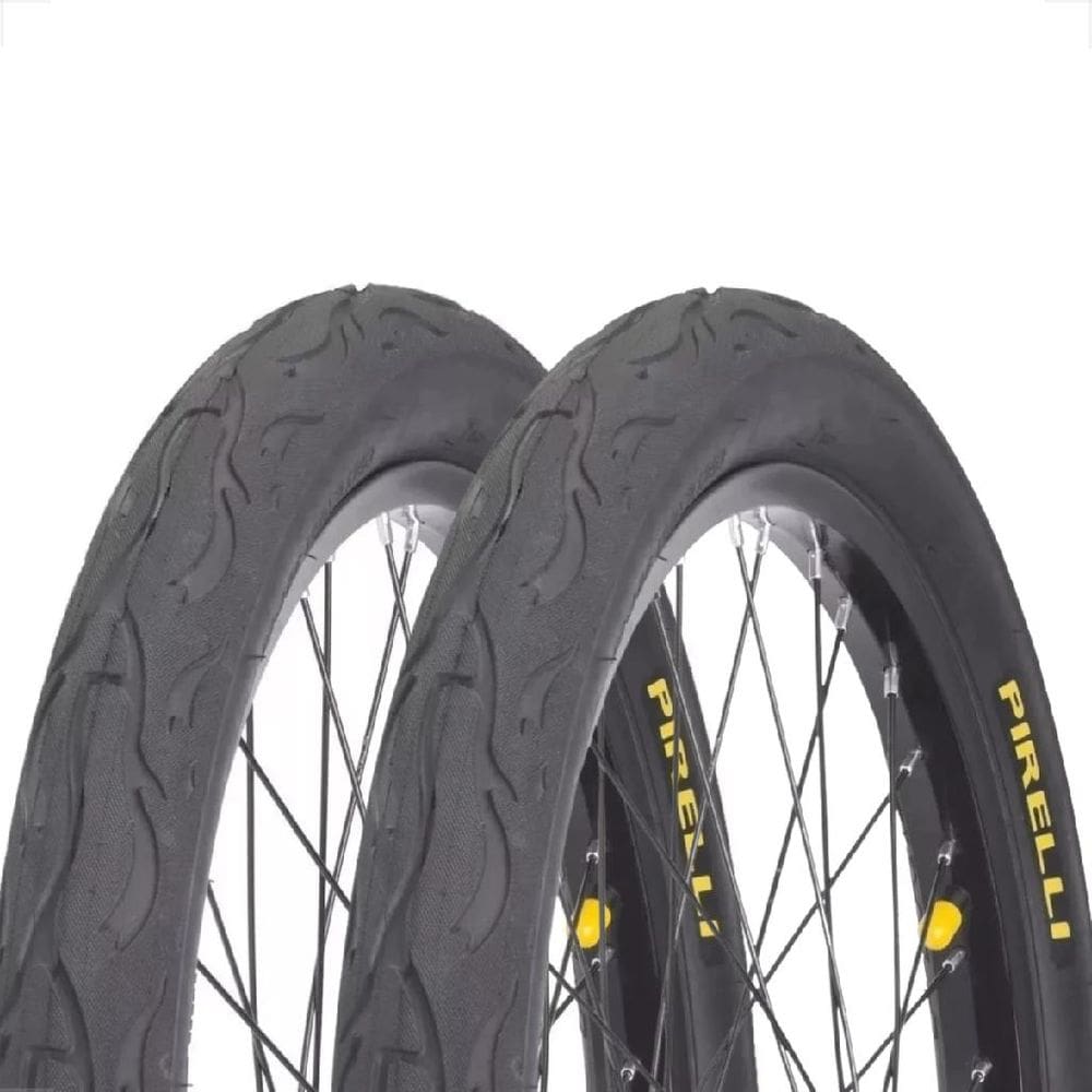 Par Pneu Bicicleta Balão Aro 24 X 2.125 Pirelli Tornado Flame Bike Mtb Slick Infantil Scooter