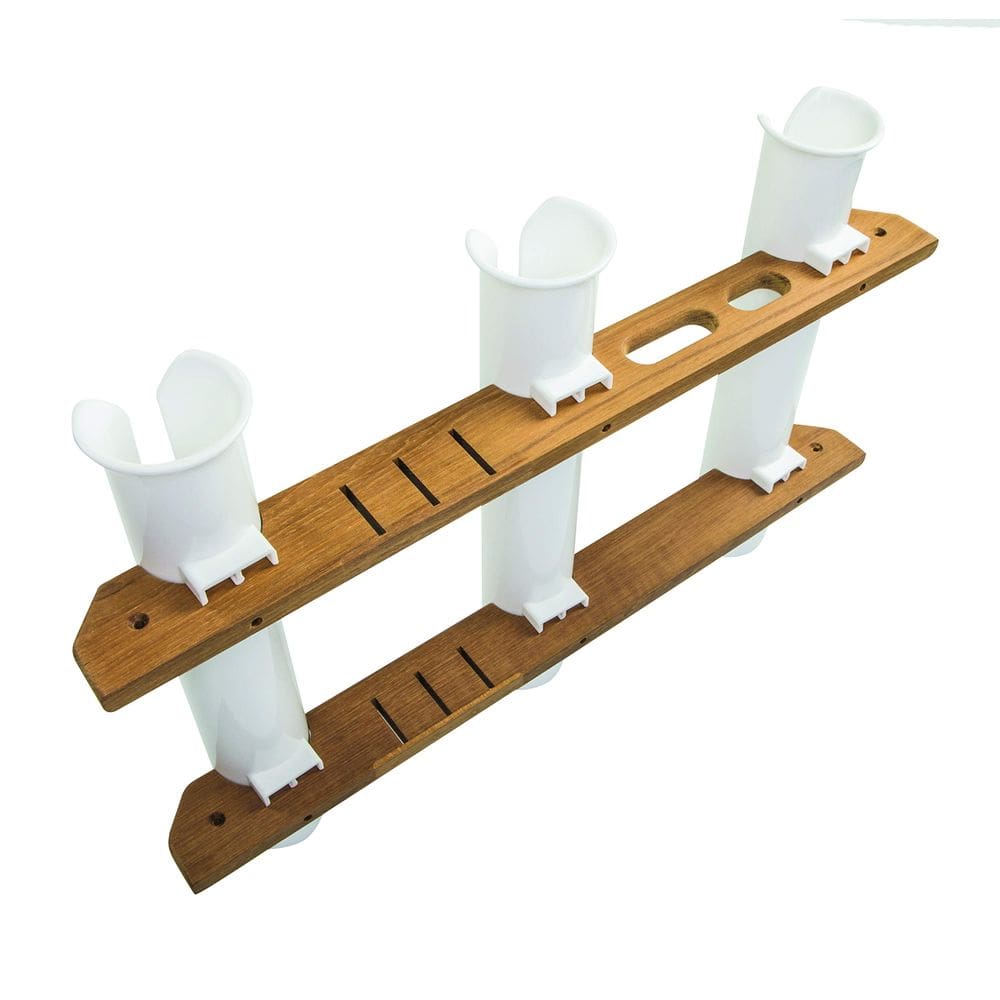 Rack de armazenamento Whitecap Teak 3-Rod Tournament para varas de pesca