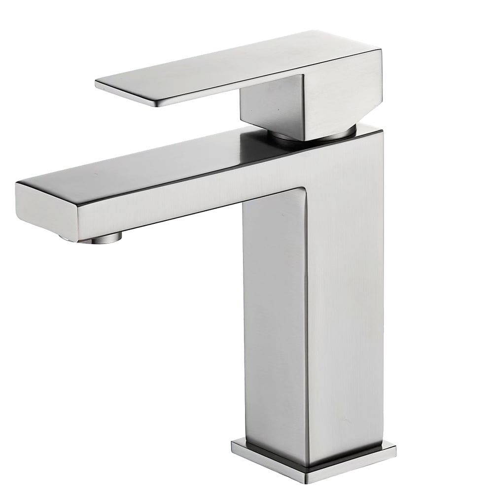 Torneira de Banheiro Lavabo Misturador Monocomando Baixa Square Aço Inox Escovado
