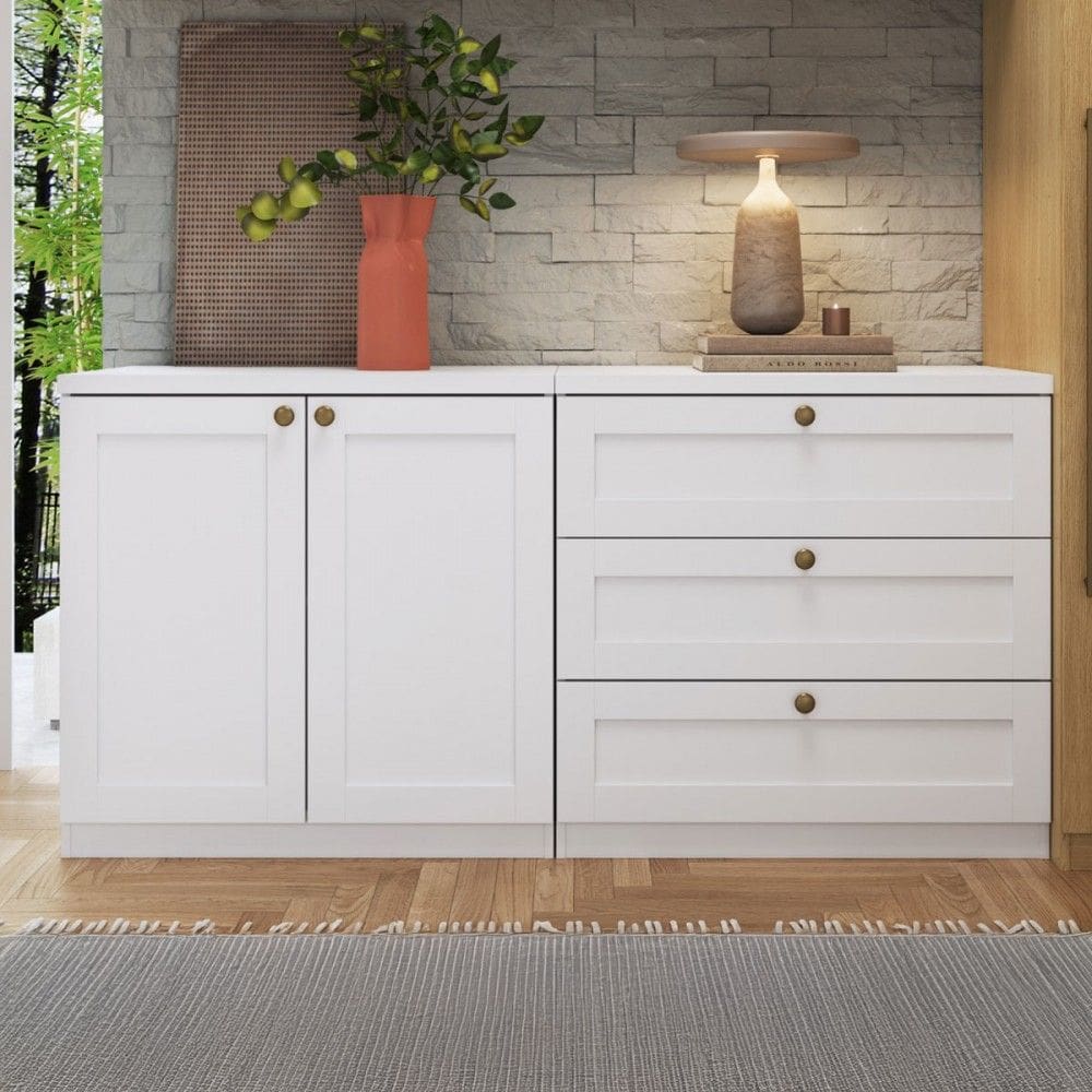 Cômoda Infinity 2 Portas 3 Gavetas 100% Mdf Branco Fosco - Genialflex