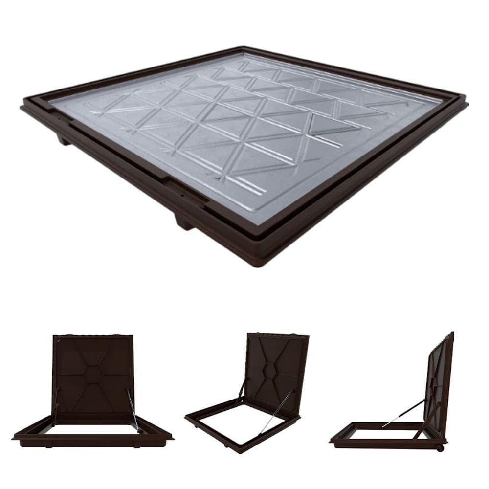 Tampa Piscina Casa Máquina 60x60 Articulada Rebaixada Marrom