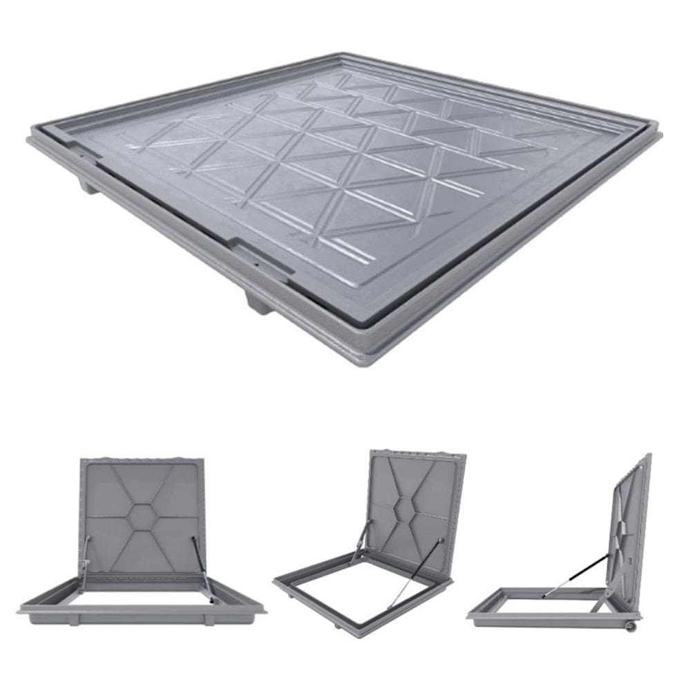 Tampa Piscina Casa Máquina 70x70 Articulada Rebaixada Cinza