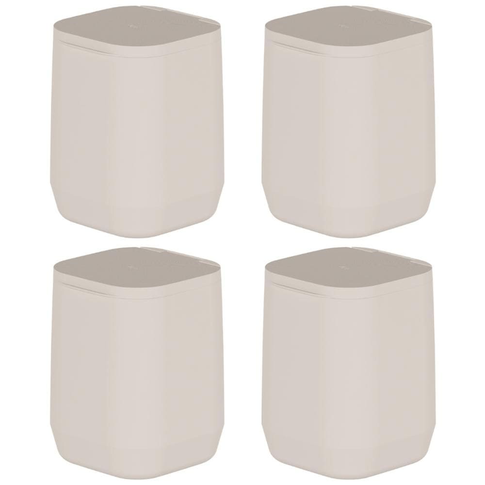 Kit 4x Lixeira de Piso e Parede 6L Ou Aura Bege