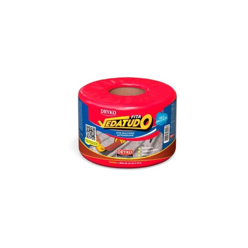 Fita Vedatudo Alumínio Terracota Multiuso Autoadesiva - Dryko 10cm X 10m