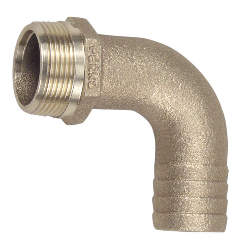 Adaptador Perko 3/4 Pipe para mangueira de 90 graus de bronze fabricado nos EUA