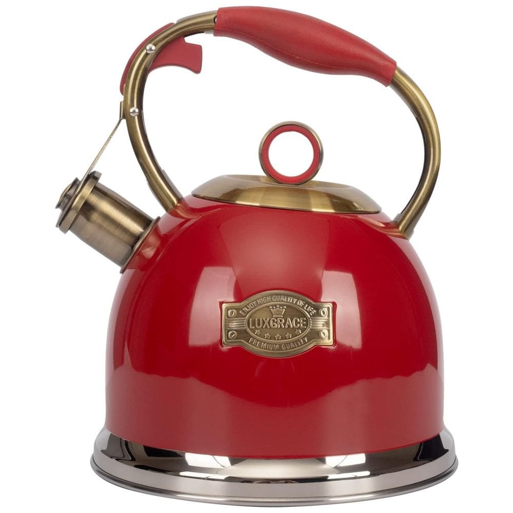 Chaleira de Chá 3L em Aço Inoxidável com Apito, LUXGRACE T12 Red, Vermelho