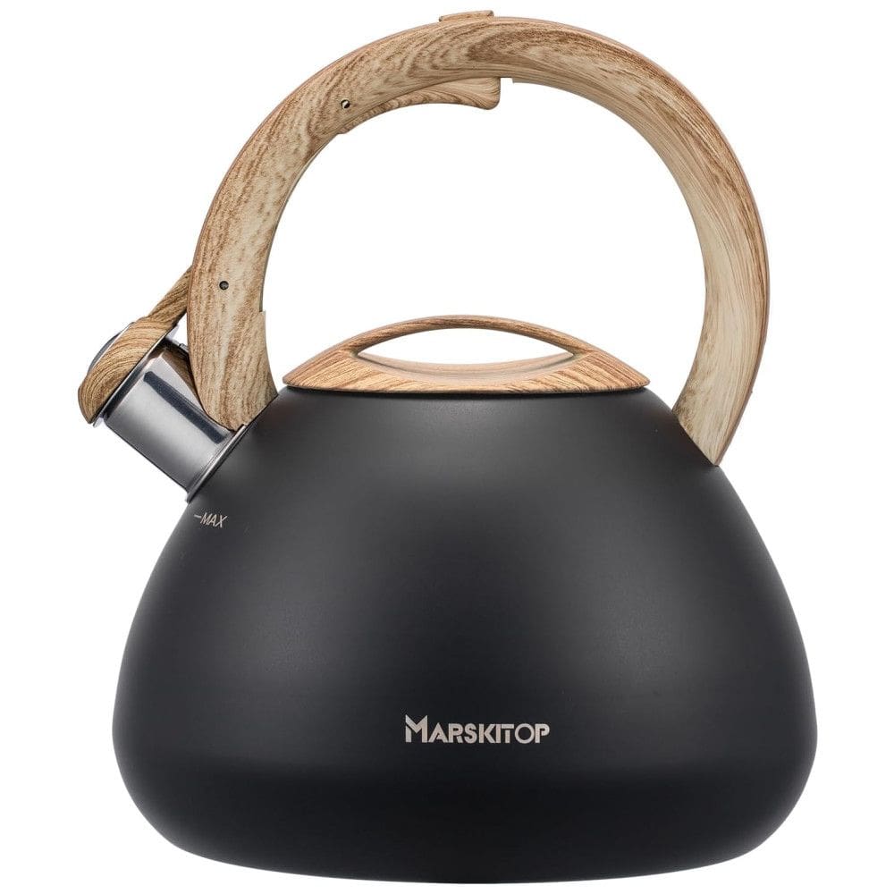 Chaleira de Chá 2.5L em Aço Inoxidável com Apito, MARSKITOP, Preto