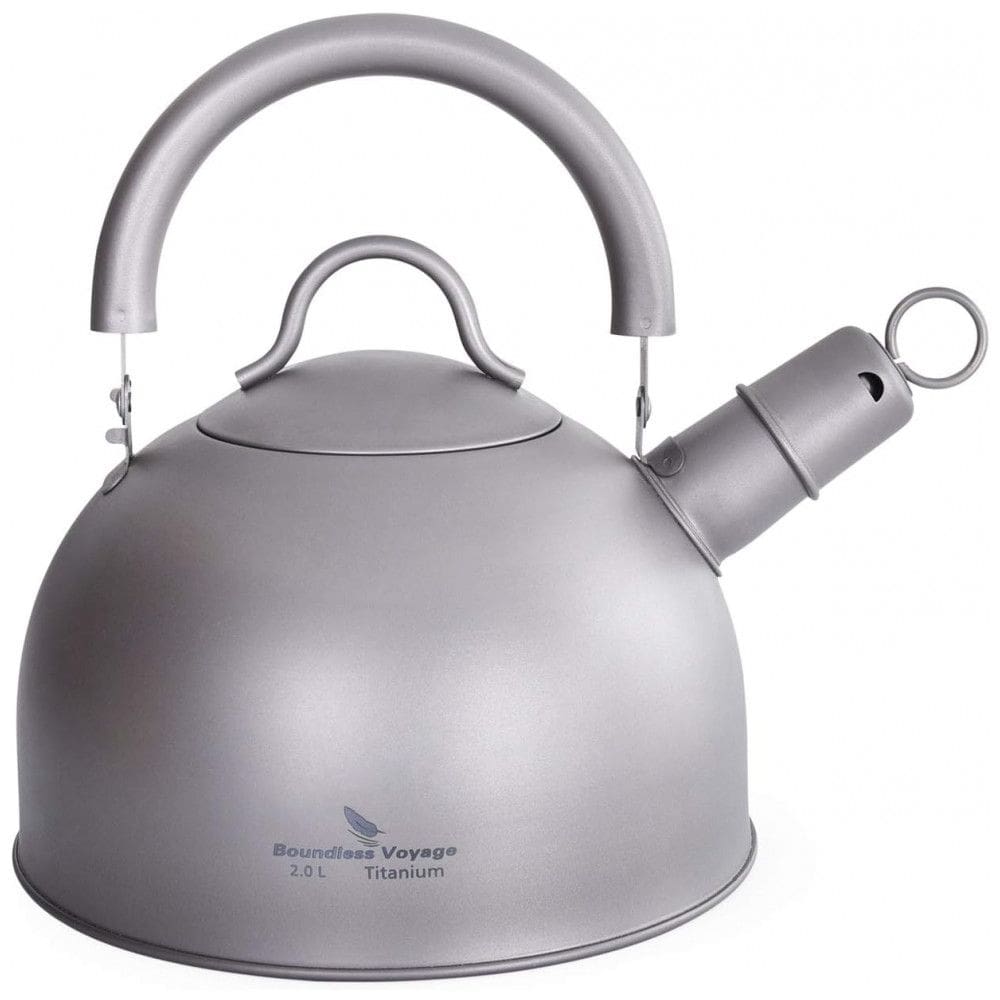 Chaleira de Chá Ultraleve Boundless Voyage Ti1584A 2 Litros em Titânio com Apito, Cinza