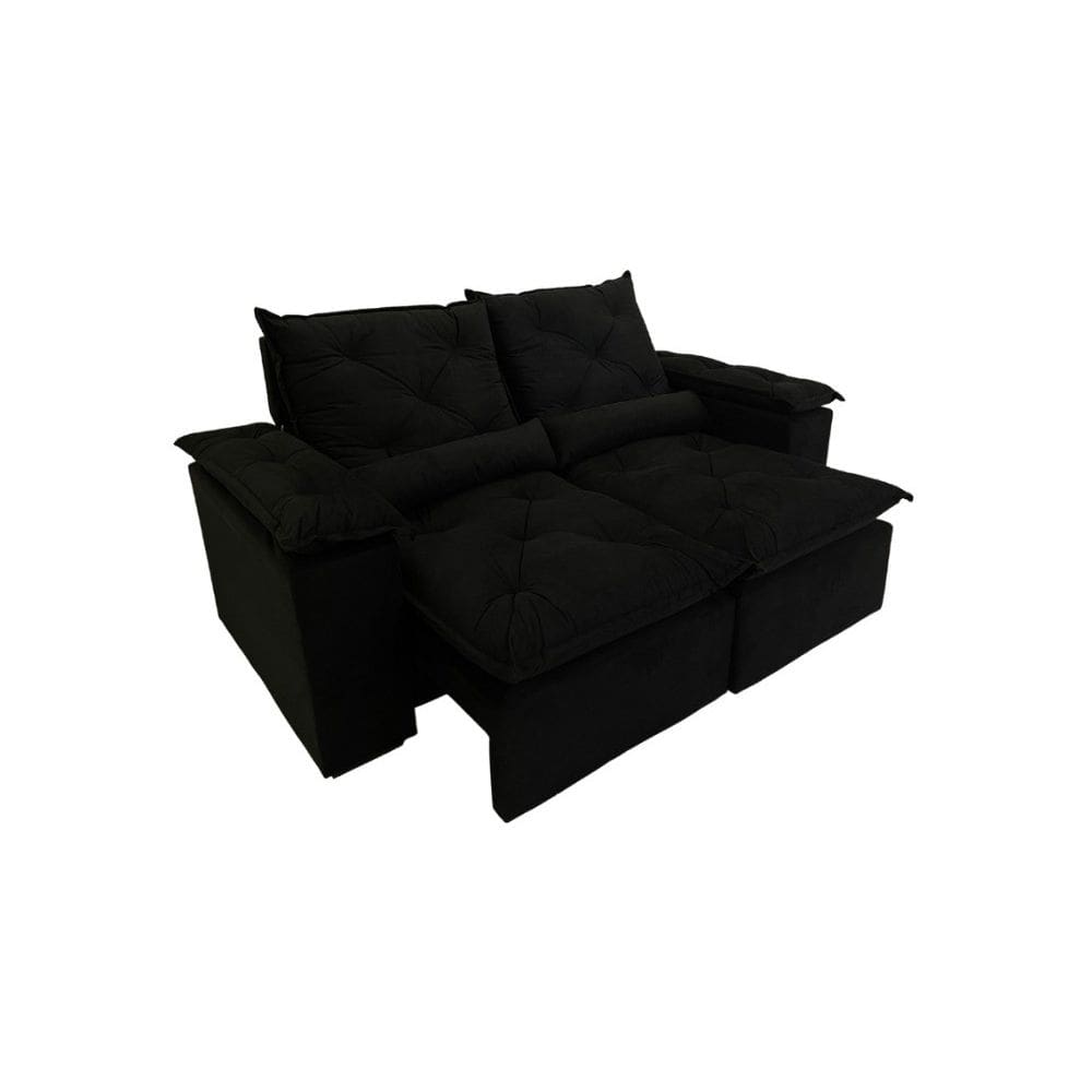 Sofá Retrátil Reclinável Grécia 2 Módulos 200cm K52 Plus Preto - Kasacomigo