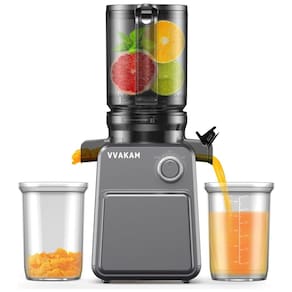Espremedor de Sucos a Frio VVAKAM, Extrai Suco de Frutas e Vegetais Inteiros, Máquina Lenta com Boca de 11cm, Limpeza Simples, Alta