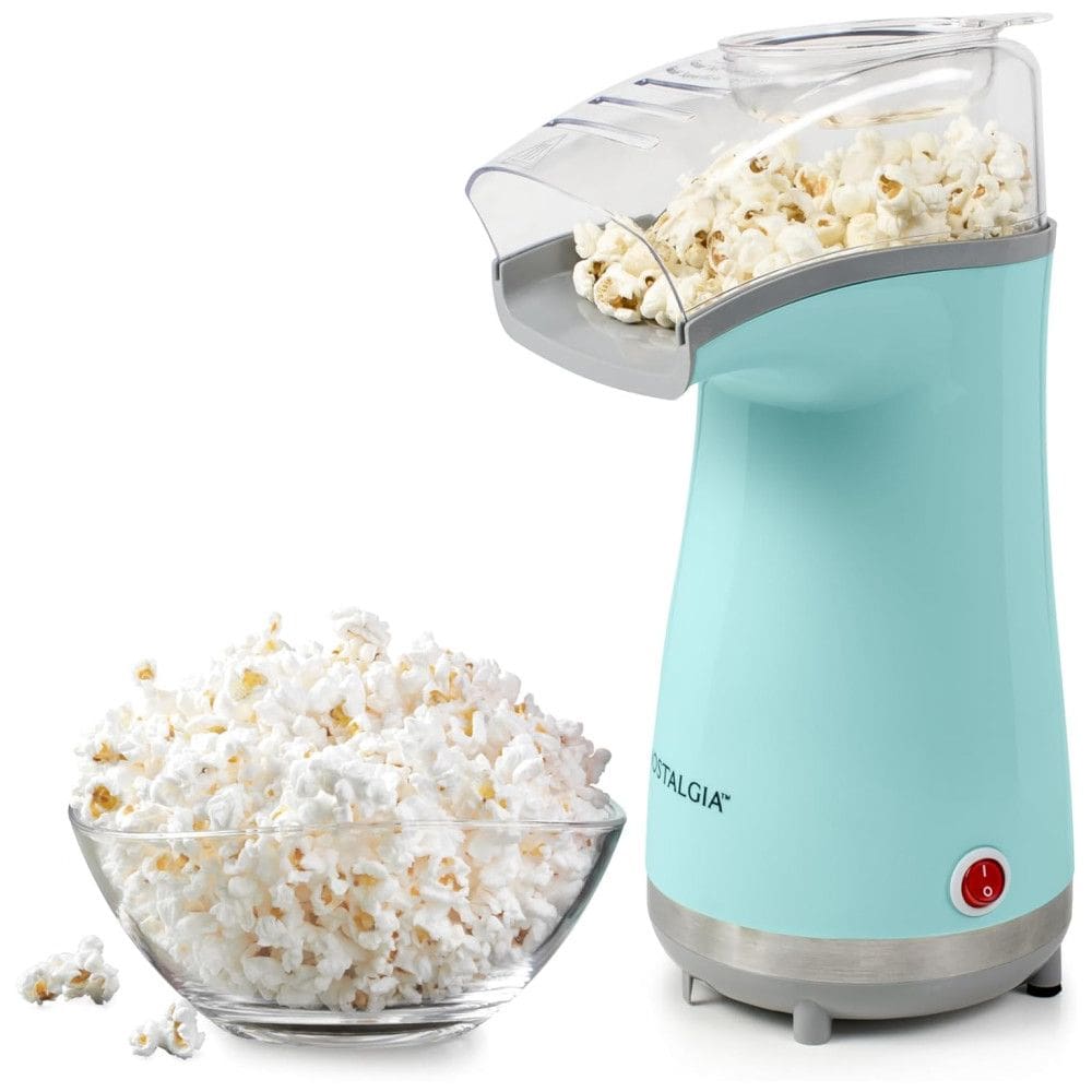 Pipoqueira de Ar Quente Nostalgia 3,8 Litros: Pipocas Crocantes sem Óleo - Medidor de Milho - Design em Inox Aqua - Saúde e Sabor!