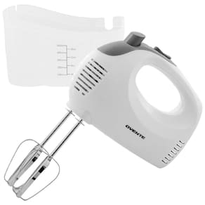 Batedeira Manual Elétrica OVENTE 5 Velocidades com Batedor de Aço Inoxidável, Estojo de Armazenamento Snap-On, Motor Portátil de 150W,