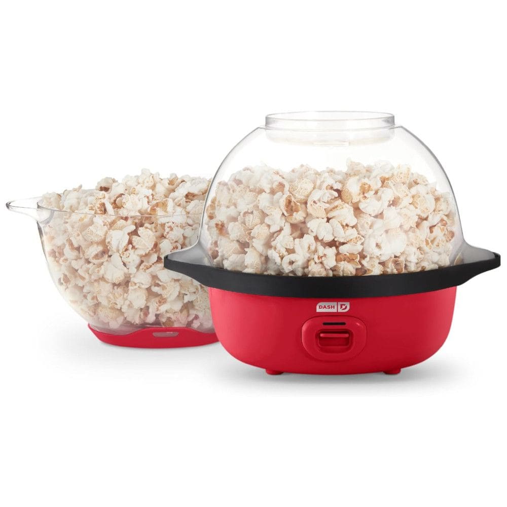 Máquina de Pipoca DASH SmartStore Stirring, 3 litros Elétrica com Pote Transparente, 12 Copos, Vermelha