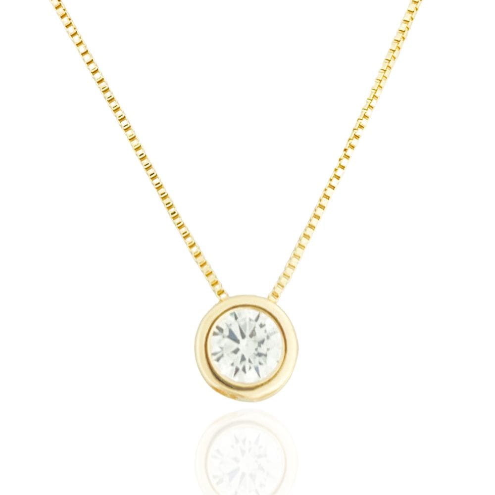 Colar Ponto de Luz Cristal Banhado a Ouro