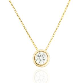 Colar Ponto de Luz Cristal Banhado a Ouro