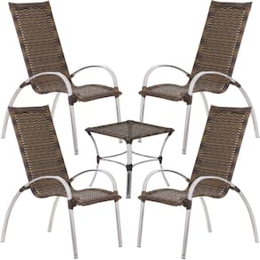 Conjunto de Poltrona e Mesa Garden Em Alumínio Para Área Varanda, Piscina, Churrasqueira Trama