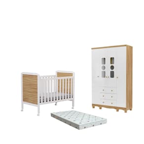 Quarto Bebe Berço e Guarda Roupa Dorabelly CloDyte 04 Pt MDF + Colchão
