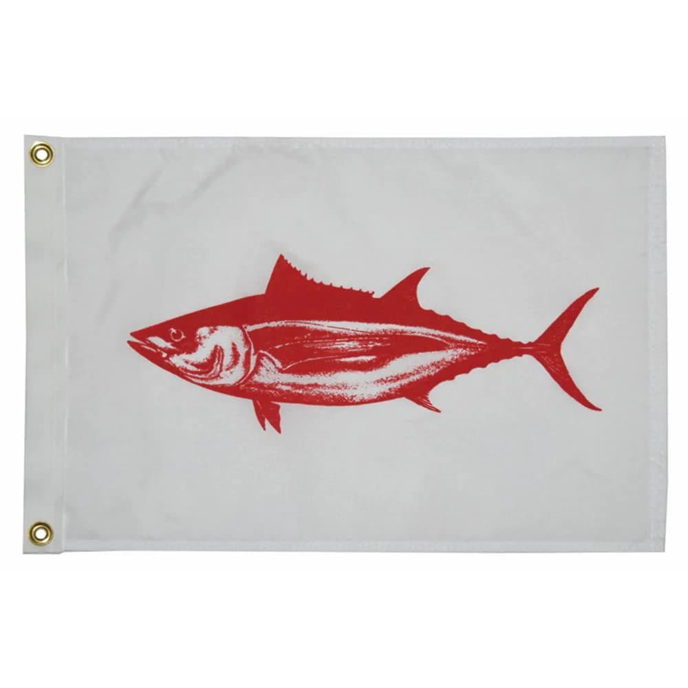 Bandeira: peixe feito à medida, albacora, nylon, 30 cm x 45 cm