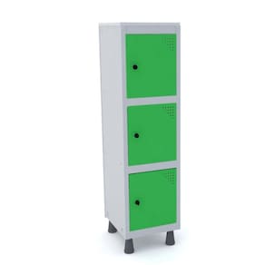 Mini Roupeiro Aço 3 Portas Verde Tranca Cadeado - Pandin