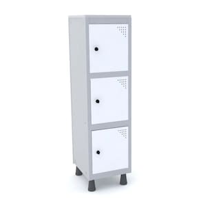 Mini Roupeiro Aço 3 Portas Branco Tranca Cadeado - Pandin
