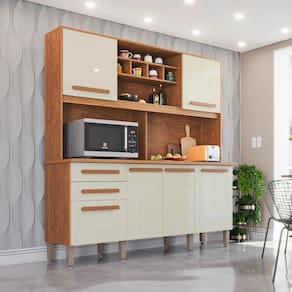 Armário Cozinha Luna Top 6 Portas 2 Gavetas Cinamomo Off White - Imop