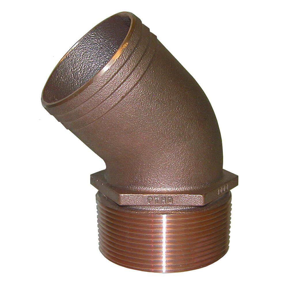 Encaixe de tubulação GROCO 1 NPT Bronze 45 graus para 1 mangueira