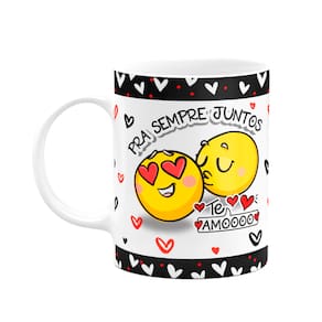 Caneca Namorados Emoticons - Pra sempre juntos