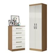 Cômoda 5 Gavetas 2014140 e Armário Multiuso New 2000192 Atacama Off White - Aramóveis