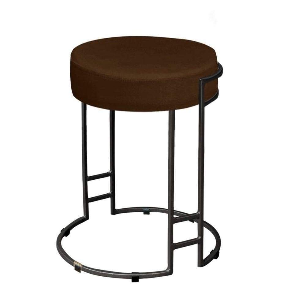 Puff Decorativo Sarah Sala E Recepção Metal Preto Em Veludo