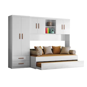 Conjugado Quarto Infantil Ônix Bicama+Cama Auxiliar e Roupeiro Acoplado Flex - Peternella