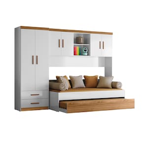 Conjugado Quarto Infantil Ônix Bicama+Cama Auxiliar e Roupeiro Acoplado Flex - Peternella