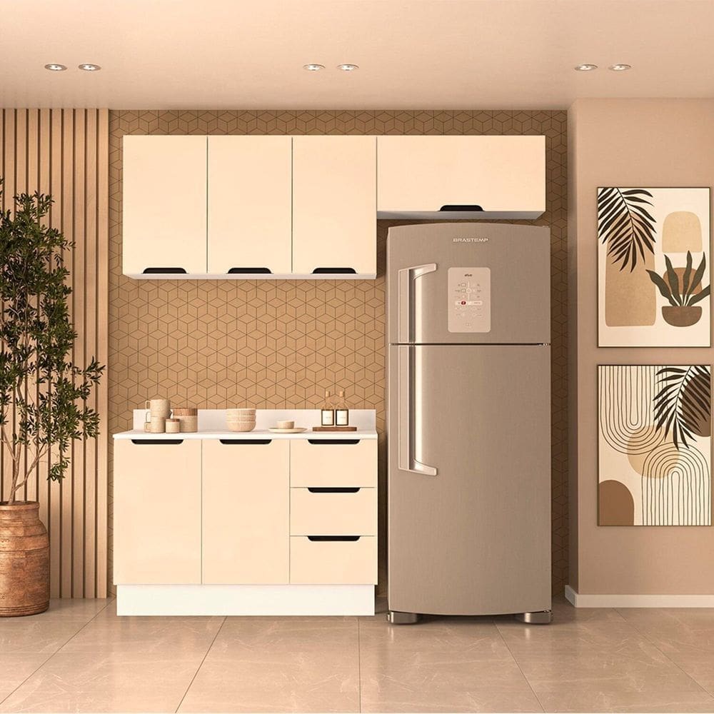 Cozinha Completa 3 Peças 224,5cm X 200cm Meena Branco/Creme